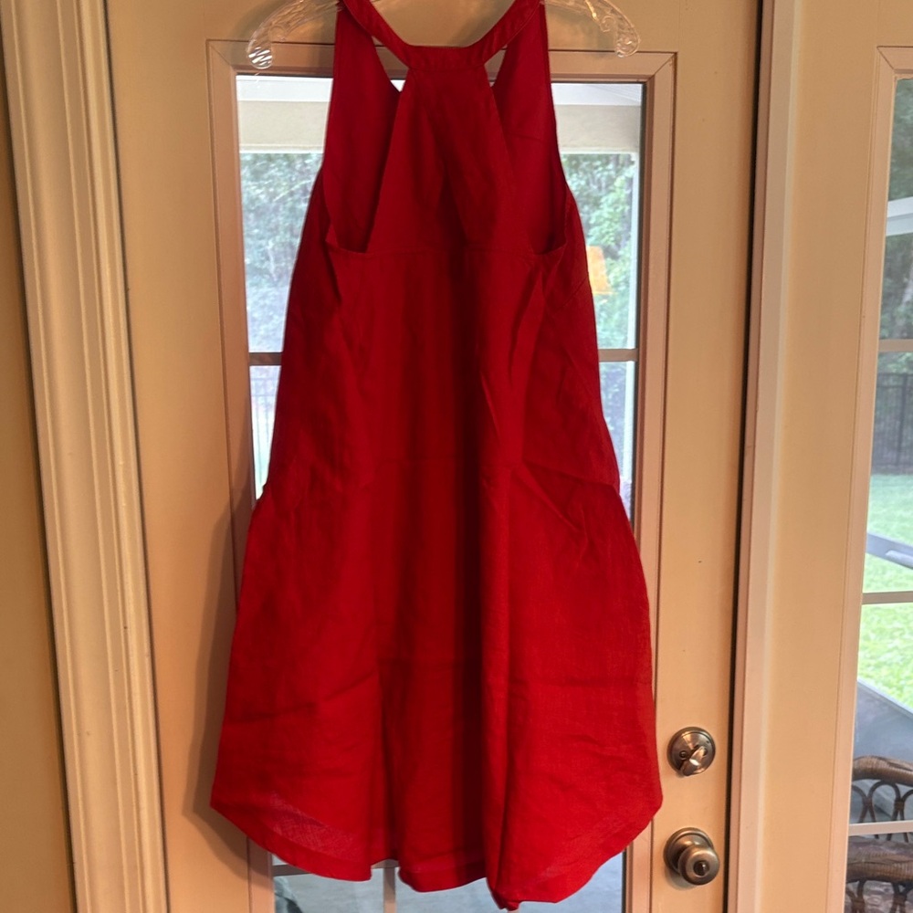 Banana Republic Vibrant Red Linen Trapeze Dress